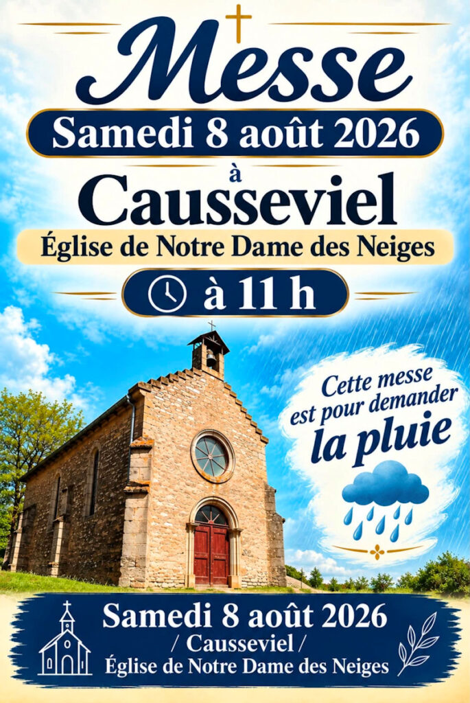 affiche pour une messe pour la pluie, Tarn et Garonne, 2026